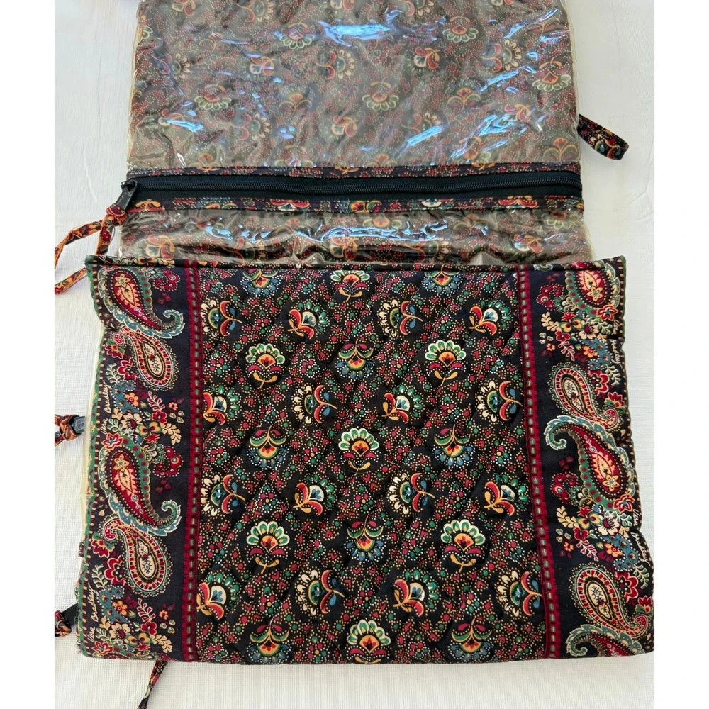 Vera Bradley Vintage Quilted Paisley Hanging Travel Organizer Collette Black